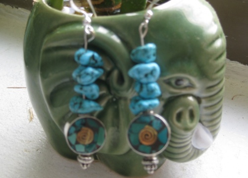 turquoise spiral earrings