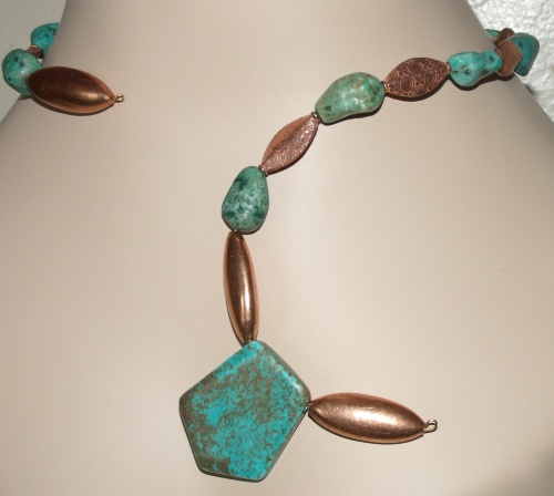 Copper-Turq (necklace with matching copper drop earrings)